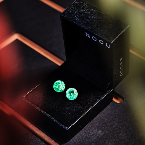 Blaugrün | 925er Sterlingsilber | Glühwürmchen-Ohrstecker aus Glas